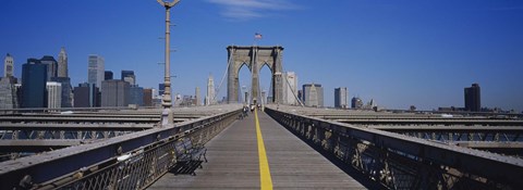 Framed Bench on a bridge, Brooklyn Bridge, Manhattan, New York City, New York State, USA Print