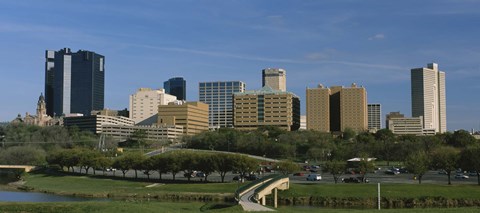 Framed Buildings in a city, Fort Worth, Texas Print