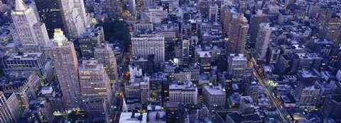 Framed Aerial View Of Buildings In A City, Manhattan, NYC, New York City, New York State, USA Print