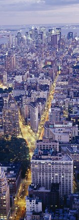 Framed Aerial View of Traffic Through Manhattan (vertical) Print