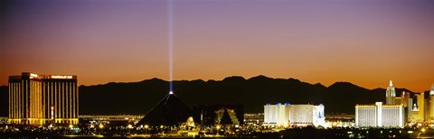 Framed Mandalay Bay and Luxor at night, Las Vegas, Nevada Print