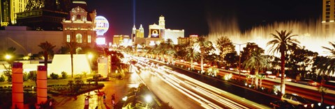 Framed Buildings in a city lit up at night, Las Vegas, Nevada Print