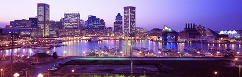 Framed Inner Harbor, Baltimore, Maryland at Night Print