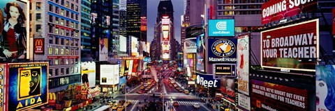 Framed High angle view of traffic on a road, Times Square, Manhattan, New York City, New York State, USA Print