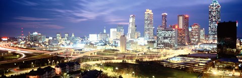 Framed Buildings lit up at dusk, Atlanta, Georgia, USA Print