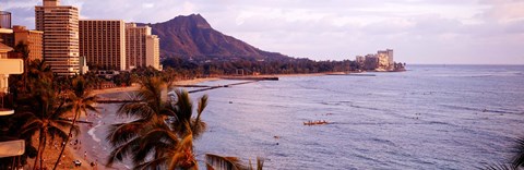 Framed Waikiki Beach, Oahu, Hawaii Print
