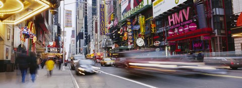 Framed Traffic on the street, 42nd Street, Manhattan, New York City, New York State, USA Print