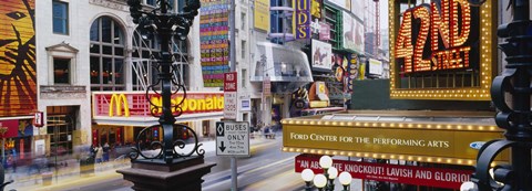 Framed Road running through a market, 42nd Street, Manhattan, New York City, New York State, USA Print