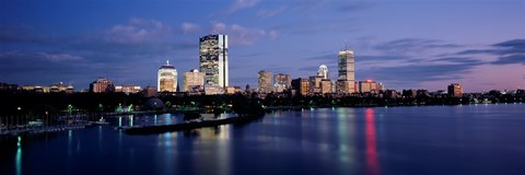 Framed Buildings On The Waterfront At Dusk, Boston, Massachusetts, USA Print
