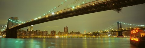 Framed USA, New York, Brooklyn and Manhattan Bridges Print