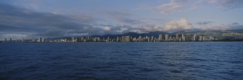 Framed Honolulu skyline on a cloudy day, Hawaii Print