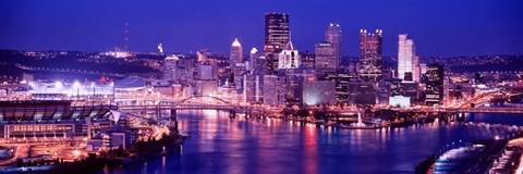 Framed USA, Pennsylvania, Pittsburgh at Dusk Print