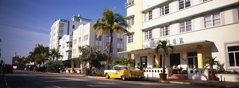 Framed Car parked in front of a hotel, Miami, Florida, USA Print