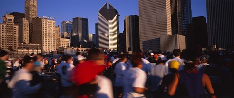 Framed Group of people running a marathon, Chicago, Illinois, USA Print