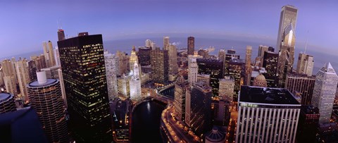 Framed USA, Illinois, Chicago, Chicago River, High angle view of the city Print