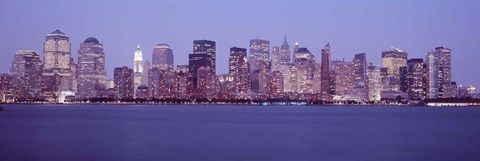 Framed Skyscrapers lit up in Manhattan, New York City Print