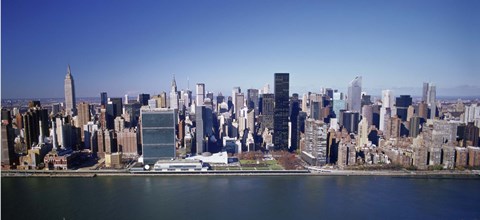 Framed Buildings on the waterfront, Manhattan, New York City, New York State, USA Print