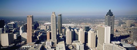 Framed Aerial view of Atlanta skyscrapers, Georgia Print