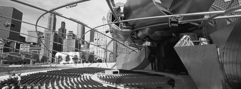 Framed Low Angle View Of Buildings In A City, Pritzker Pavilion, Millennium Park, Chicago, Illinois, USA Print