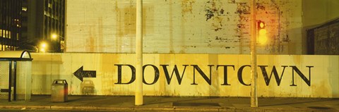 Framed Downtown Sign Printed On A Wall, San Francisco, California Print