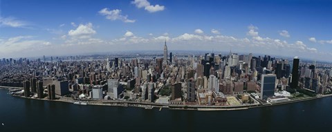 Framed Aerial view of a city, Manhattan, New York City, New York State Print