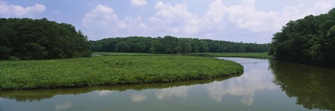 Framed Reflection of clouds in water, Colonial Parkway, Williamsburg, Virginia, USA Print