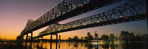 Framed Low angle view of a bridge across a river, New Orleans, Louisiana, USA Print