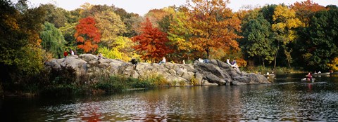 Framed Group of people sitting on rocks, Central Park, Manhattan, New York City, New York, USA Print