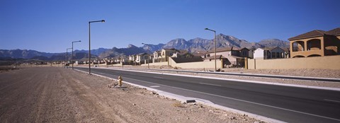 Framed Houses in a row along a road, Las Vegas, Nevada, USA Print