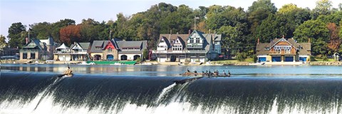 Framed Boathouse Row at the waterfront, Schuylkill River, Philadelphia, Pennsylvania Print