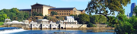 Framed Art museum at the waterfront, Philadelphia Museum Of Art, Schuylkill River, Philadelphia, Pennsylvania, USA Print