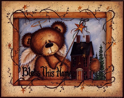 Framed Bless This Home (bear) Print