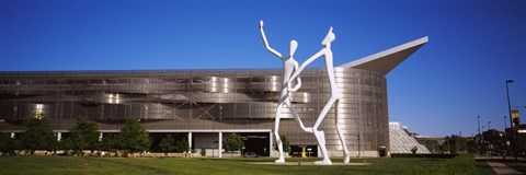 Framed Dancers sculpture by Jonathan Borofsky in front of a building, Colorado Convention Center, Denver, Colorado Print