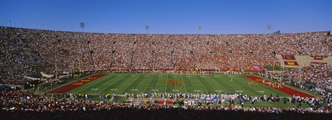 Framed High angle view of a football stadium full of spectators, Los Angeles Memorial Coliseum, City of Los Angeles, California, USA Print