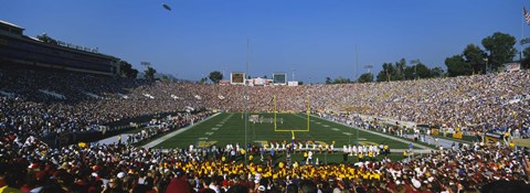 Framed High angle view of a football stadium full of spectators, The Rose Bowl, Pasadena, City of Los Angeles, California, USA Print