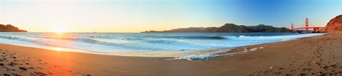Framed Footprints on the beach, Golden Gate Bridge, San Francisco, California, USA Print