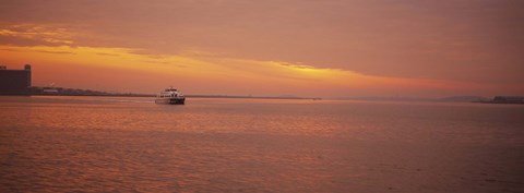 Framed Ferry moving in the sea at sunrise, Boston, Massachusetts, USA Print