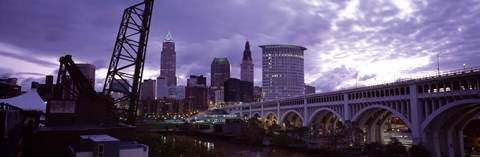 Framed Cleveland, Ohio Bridge and River Print
