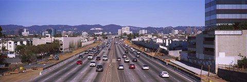 Framed High angle view of cars on the road, 405 Freeway, City of Los Angeles, California, USA Print