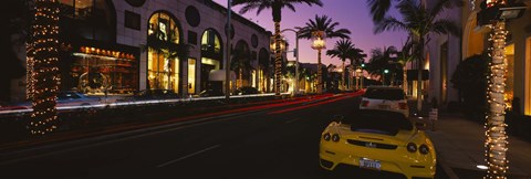 Framed Cars parked on the road, Rodeo Drive, City of Los Angeles, California, USA Print