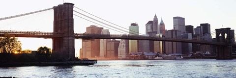 Framed Brooklyn Bridge over the East River Print