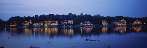 Framed Boathouse Row lit up at dusk, Philadelphia, Pennsylvania Print