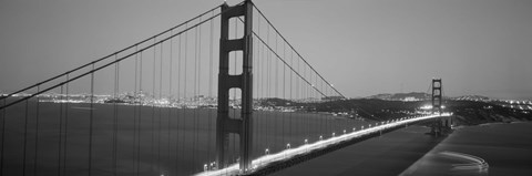 Framed Golden Gate Bridge (black and white), San Francisco, California Print