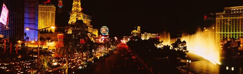 Framed Strip Lit Up at Night, Las Vegas, Nevada, USA Print