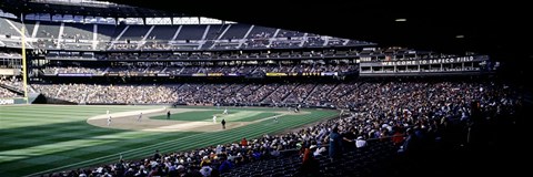 Framed Baseball players playing baseball in a stadium, Safeco Field, Seattle, King County, Washington State, USA Print