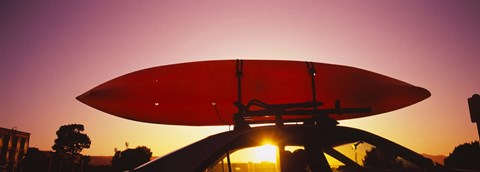 Framed Close-up of a kayak on a car roof at sunset, San Francisco, California Print