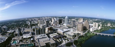 Framed Aerial view of a city, Austin,Texas Print