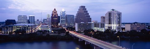 Framed Bridge across a lake, Town Lake, Colorado River, Austin, Texas, USA Print