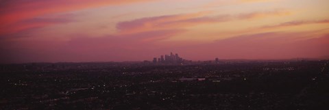 Framed Red sky over Los Angeles, California Print