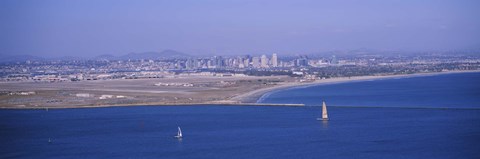 Framed High angle view of a coastline, Coronado, San Diego, San Diego Bay, California Print